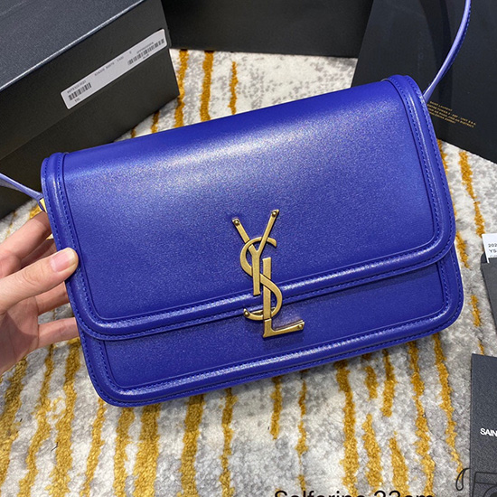 >Ysl سولفرينو حقيبة متوسطة الحجم زرقاء 634305